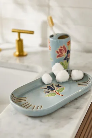 Anthropologie Printed Ceramic Bath Tray