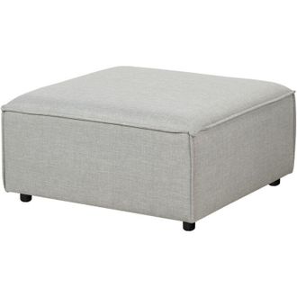 Beliani Ottomana imbottita in tessuto beige di forma quadrata con gambe nere Ardal