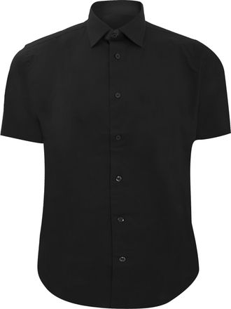 Russell Athletic Russell Collectie Heren Korte Mouw Easy Care Gevoelig Overhemd (Zwart)