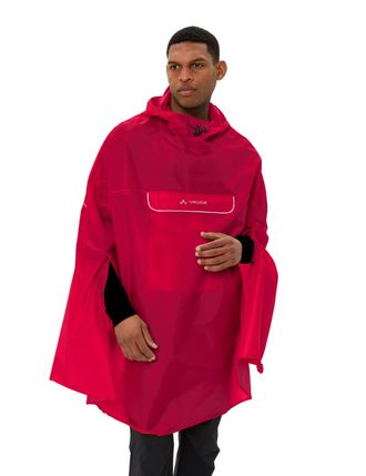 Vaude Regenponcho VAUDE VALDIPINO PONCHO, Gr. XXL, rot uni, Obermaterial: 100% Polyester, Jacken Regenponcho, f&uuml;r Sport- und Outdoormode, leichtes Material,