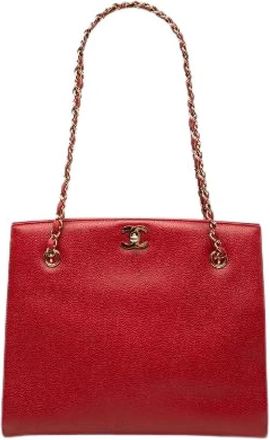Chanel Pre-owned Caviar Skin Shoulder Tote Bag - Dames - Vintage Shopper - Rood - ONE Size - Leer - Vintage