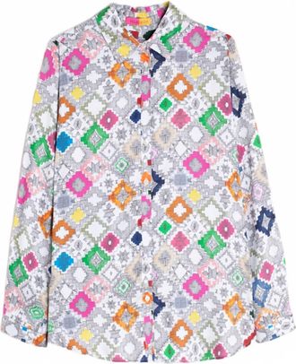 Vilagallo Womens Multicoloured Ikat Shirt In Print