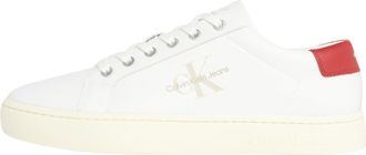 Calvin Klein Jeans Men Cupsole Trainers with Logo, White (Bright White/Creamy White/Garnet), 42
