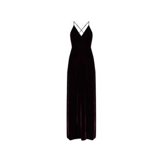 Forte_Forte Fluwelen jurk met bandjes - Dames - Maxi kleedjes - Rood - XS - Kleedjes