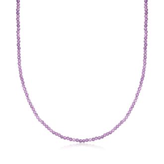 Ross-Simons Amethyst Bead Necklace With 18kt Gold Over Sterling