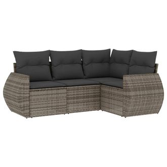 vidaXL Vidaxl - Set Divani Da Giardino 4 Pz Con Cuscini In Polyrattan Grigio