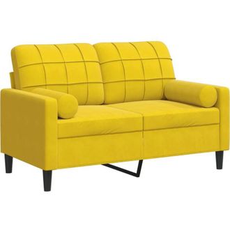 vidaXL Sof&aacute; De 2 Plazas Con Cojines Terciopelo Amarillo 120 Cm Vidaxl