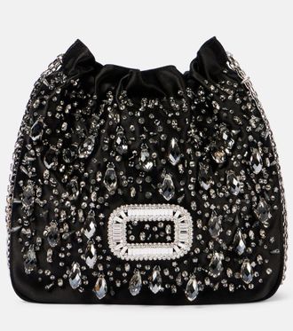 Roger Vivier Pilgrim Mini embellished satin bucket bag