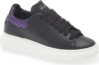 Mario Valentino Fresia Vintage Low Top Sneaker in Black Purple at Nordstrom Rack, Size 6.5