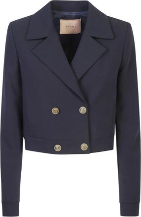 Twinset Blauwe dameskleding Aw 24 - Dames - Blazers - Blauw - M - Polyester - Jassen