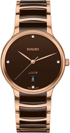 Rado Centrix Diamond Bracelet Watch, 39.5mm in Brown at Nordstrom