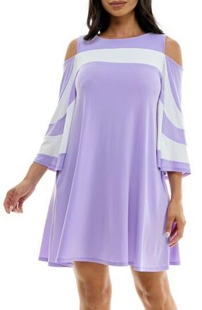 Nina Leonard Ity Stripe Cold Shoulder Dress in Lavender/Ivory at Nordstrom Rack, Size X-Large