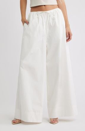 House of CB Jae Stretch Cotton Wide Leg Pants in White at Nordstrom, Size X-Small