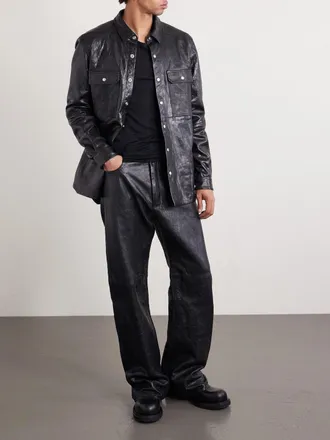 Rick Owens Textured Leather Overshirt