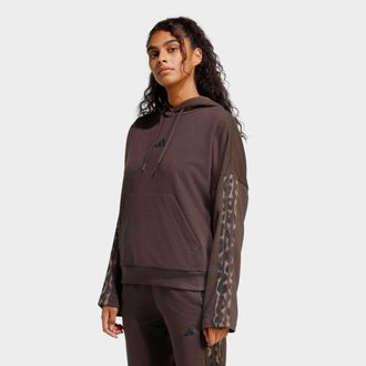 adidas Kapuzensweatshirt ADIDAS SPORTSWEAR W AOP FT HD INF, Damen, Gr. XS, aurora coffee, multicolor, Obermaterial: 55% Baumwolle, 36% Polyester, 9% Viskose,
