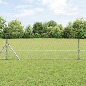 vidaXL Reja Con Postes Plateado 0.6 X 100 M Acero Recubierto De Pvc Vidaxl