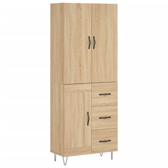 Berkfield Home Highboard Sonoma Oak 69.5x34x180 cm Engineered Wood in Light Tan