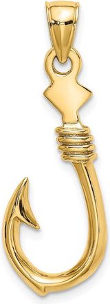 Diamond2Deal 14k Yellow Gold 3-D Large Fish Hook with Rope Charm