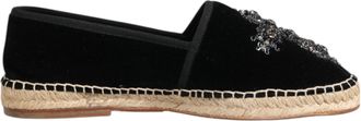 Dolce & Gabbana Black Cross Crystal Slip On Espadrille Mens Shoes