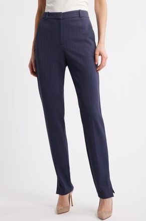 BOSS Tanya Straight Leg Pants in Clean Navy Herringbone at Nordstrom Rack, Size 8