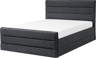 Beliani Modern Fabric eu King Size Bed Frame 5ft3 Polyester Slatted Dark Grey Valbonne