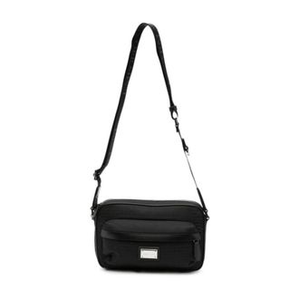 Emporio Armani Tassen, Heren, Zwart, ONE Size, Nylon, Logo Print Crossbody Bag