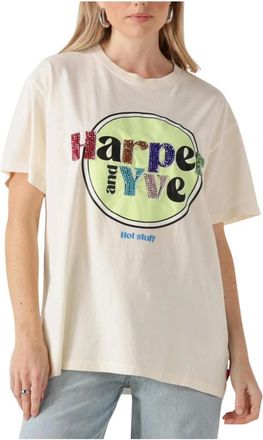 Harper & Yve Tops, Dames, Wit, S, Katoen, Zandkleurige Longsleeve Top Hotstuff-ss