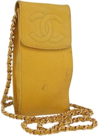 Chanel Pre-owned Cross Body Bags, female, Yellow, Size: ONE SIZE Pre-owned Vintage Cross Body Bag