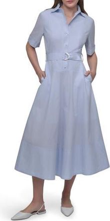 DKNY Short Sleeve Drop Waist Cotton Shirtdress in Harbor at Nordstrom Rack, Size Xx-Small