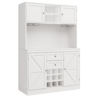 Urban Meuble Aparador de cocina blanco con botellero, 4 puertas, 2 cajones