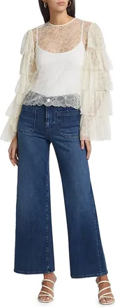 Frame Denim Lace Tiered Ruffle Top In Cream