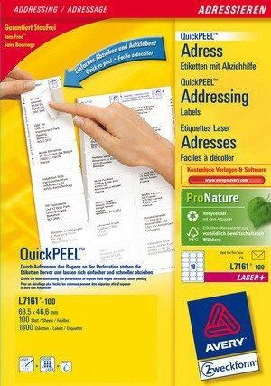 Avery L7161-100 Etiqueta Para Direcci&oacute;n Blanco