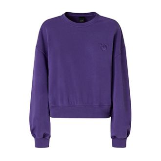 Pinko Paarse Love Birds Sweater - Dames - Sweatshirts - Paars - S - Katoen - Hoodies & sweatvesten