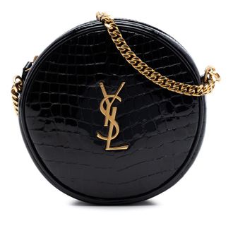 Saint Laurent Pre-owned Saint Laurent Croc Embossed Patent Round Vinyle Camera Bag Ladies 8ZCG8IC6KVUSOFA6