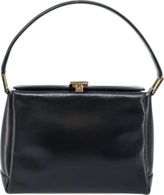 Gucci Vintage Convertible Box Crossbody Bag Leather Black Leather Handbag (Pre-Owned)