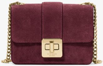 Kate Spade New York Womens Phoebe Suede Turnlock Mini Flap Crossbody - Red - One Size