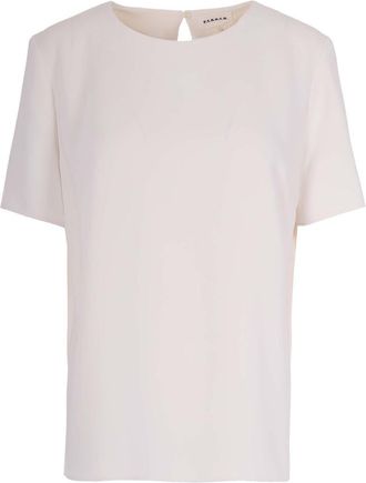 Parosh White Solid Round Neck Top