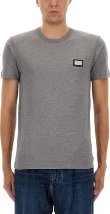 Dolce & Gabbana Cotton T-Shirt With Logo Plaque-Uomo