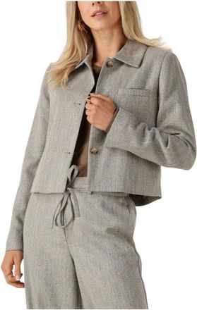 Modstr&ouml;m Jassen, Dames, Grijs, S, Elegante Zand Blazer voor Vrouwen