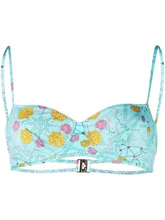 Pucci shell-print underwire bra - women - Polyamide - 38 - Blue