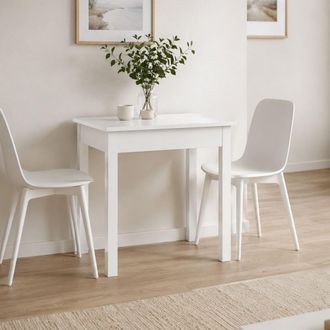 Dmora Mesa Fija Loda, 4 Plazas, Forma Redonda, Tablero De Madera Nobilitada, 75x55x76h Cm Blanco