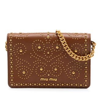 Miu Miu Pre-owned Miu Miu Studded Goatskin Madras Lux Wallet On Chain Ladies BYKV8AQO4OBVDUG1