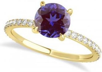 Allurez Round Alexandrite & Diamond Hidden Halo Engagement Ring 14k Yellow Gold (1.68ct)