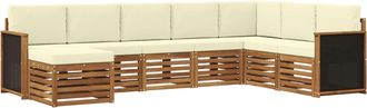 vidaXL Conjunto De Sof&aacute;s De Exterior 8 Uds. Natural Y Crema Vidaxl