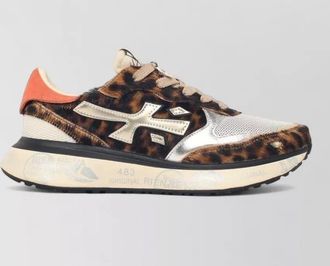 Premiata leopard-print calf leather low-top sneakers