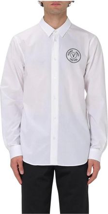 Versace Jeans Couture Overhemden, Heren, Wit, S, Katoen, Wit Logo Shirt