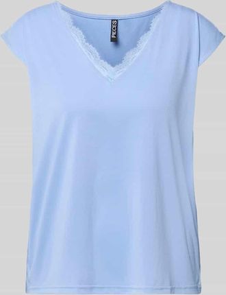 Pieces Relaxed Fit T-Shirt aus Modal-Mix Modell KAMALA LACE in Hellblau, Gr&ouml;&szlig;e XL