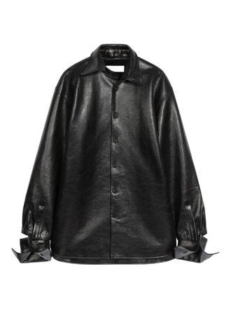 Dries Van Noten leather shirt - men - Leather/Cupro - S - Black