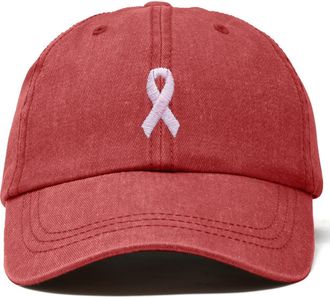 Dalix Pink Ribbon Dad Cap in Washed Red at Nordstrom