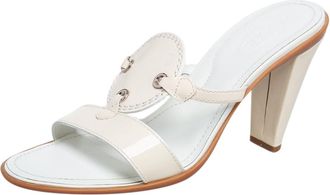Tod's Tods Cream Patent Leather Open Toe Slide Sandals